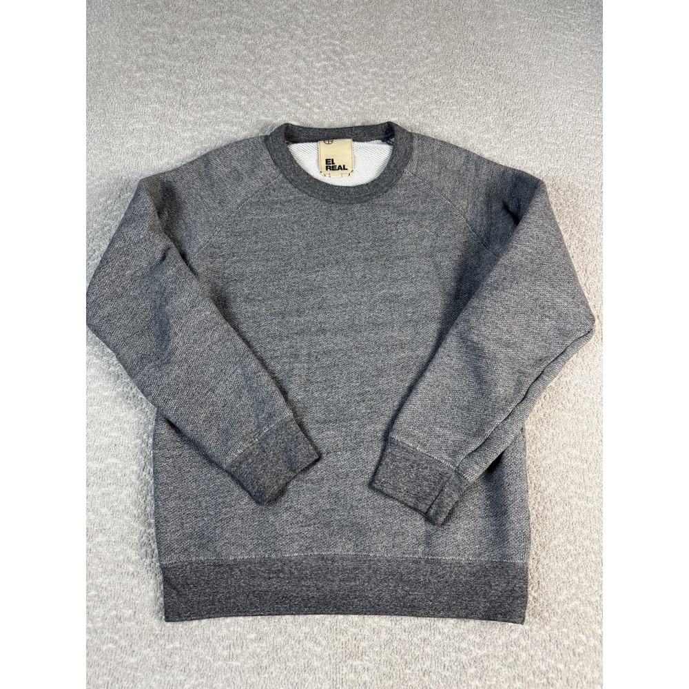 El Real‎ Sweatshirt Mens Small Gray Crewneck Pullover Knit Fleece Casual Top